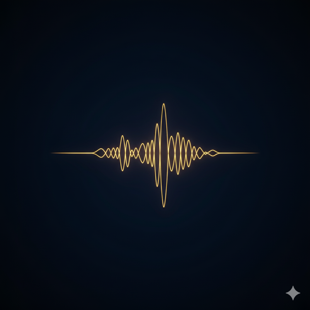 A unique, golden soundwave symbolizing the resonant and defensible brand identity Elevion builds for its clients.