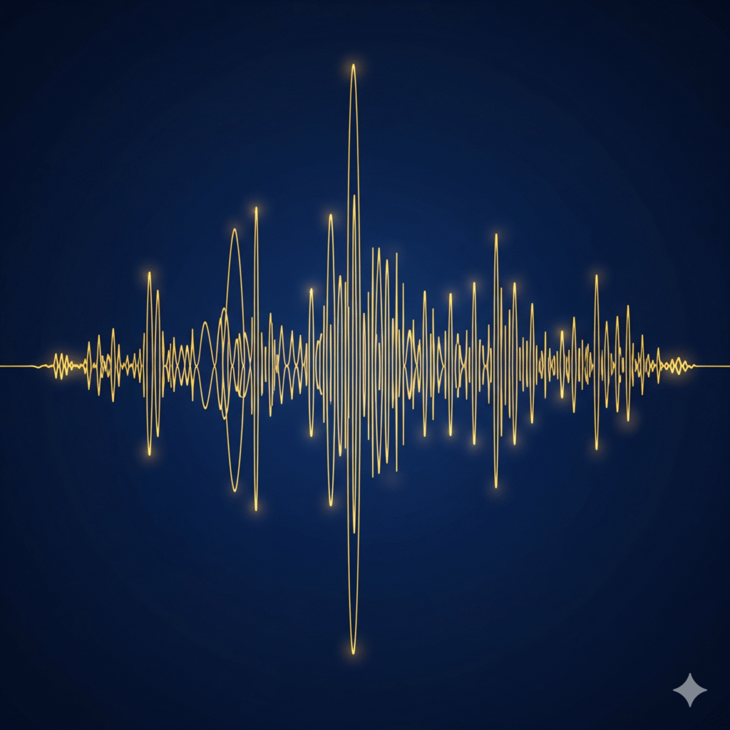 Abstract golden soundwave, symbolizing the brand resonance effect achieved through Elevion's strategy.