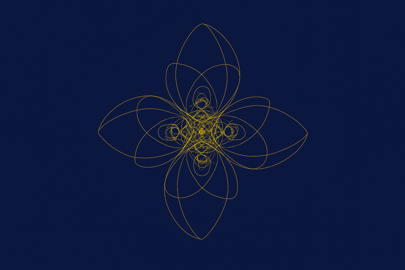 Abstract fractal motif in gold on a sapphire background, symbolizing Elevion's strategic insights.