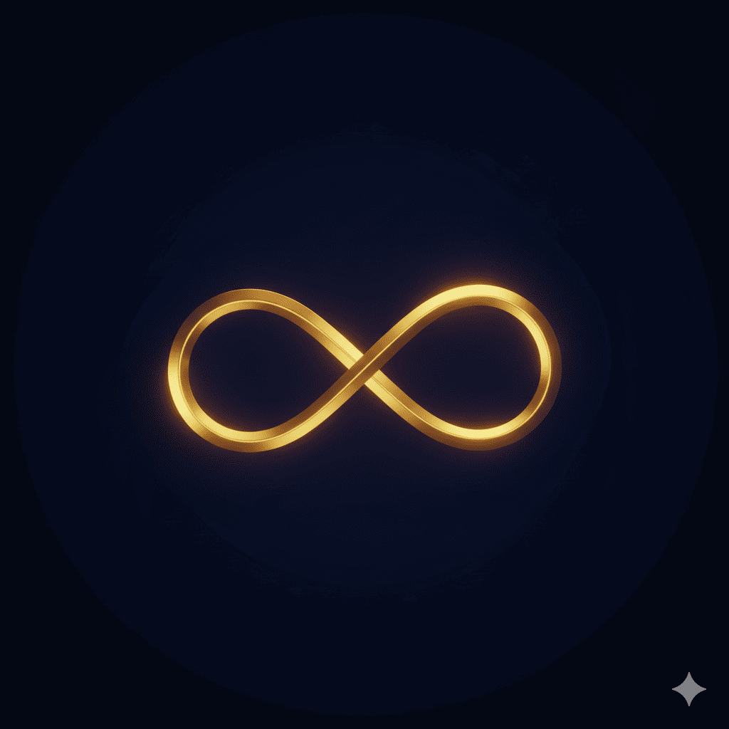 A golden infinity loop, symbolizing the modern customer journey as an infinite loop, a concept from Elevion.