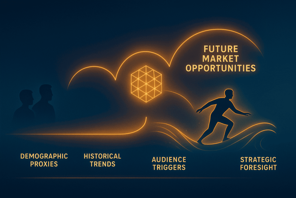 Founder riding predictive causal signals toward future market opportunities while competitors optimize for historical patterns.