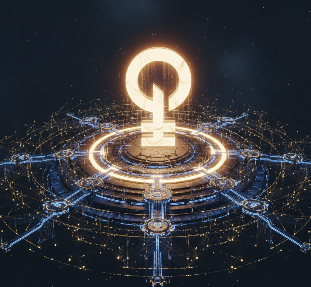 Abstract visualization of brand value encoded into operational and economic architecture.