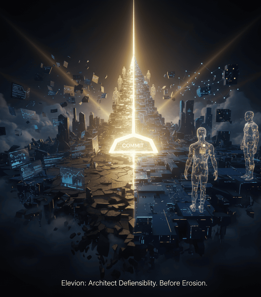 Abstract visualization of a strategic crossroads between legacy erosion and proactive brand architecture.