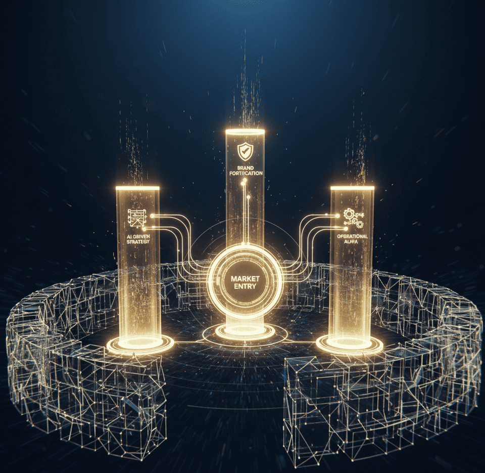 Visualization of Elevion’s unified strategic system powering Market Entry.