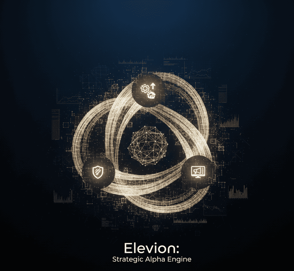 Visualization of Elevion’s integrated strategic system powered by AI-driven causal intelligence.